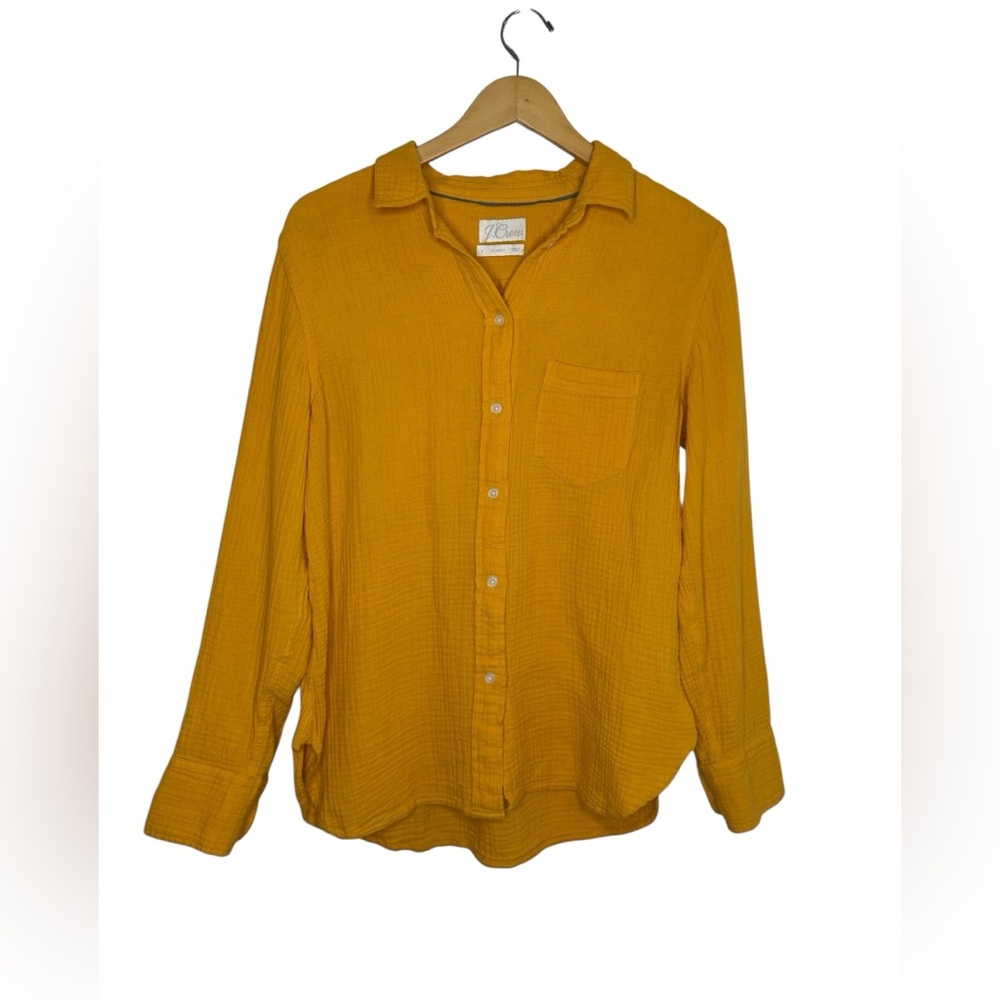 J Crew Soft Gauze Classic Fit Button Down Shirt Marigold Size 8
